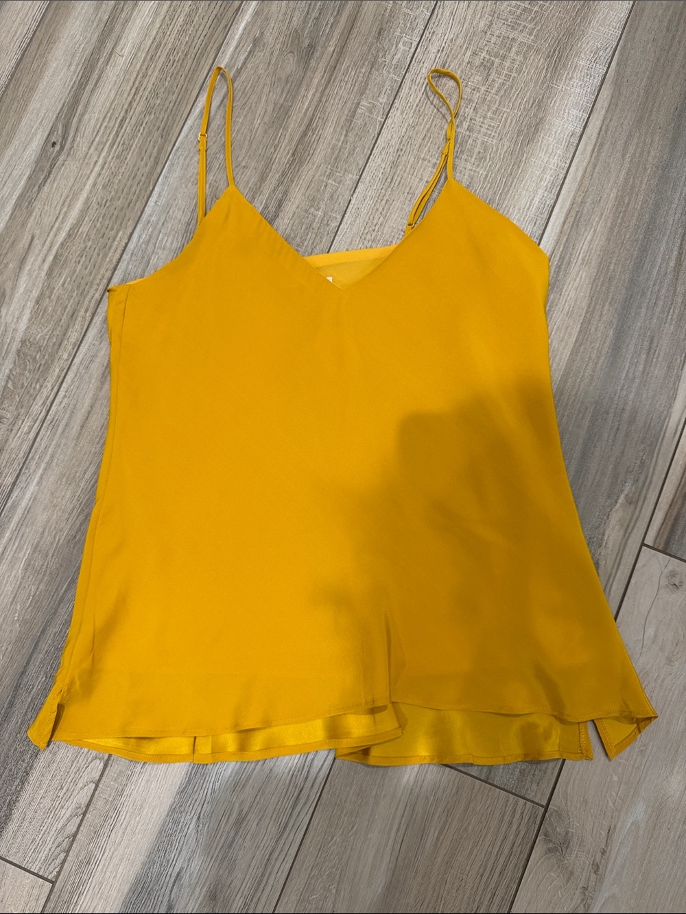 NWT Mustard Yellow V-Neck Satin Camisole with Adjustable Straps